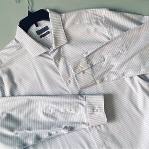 CK Calvin Klein Slim Fit White Striped Men's Shirt